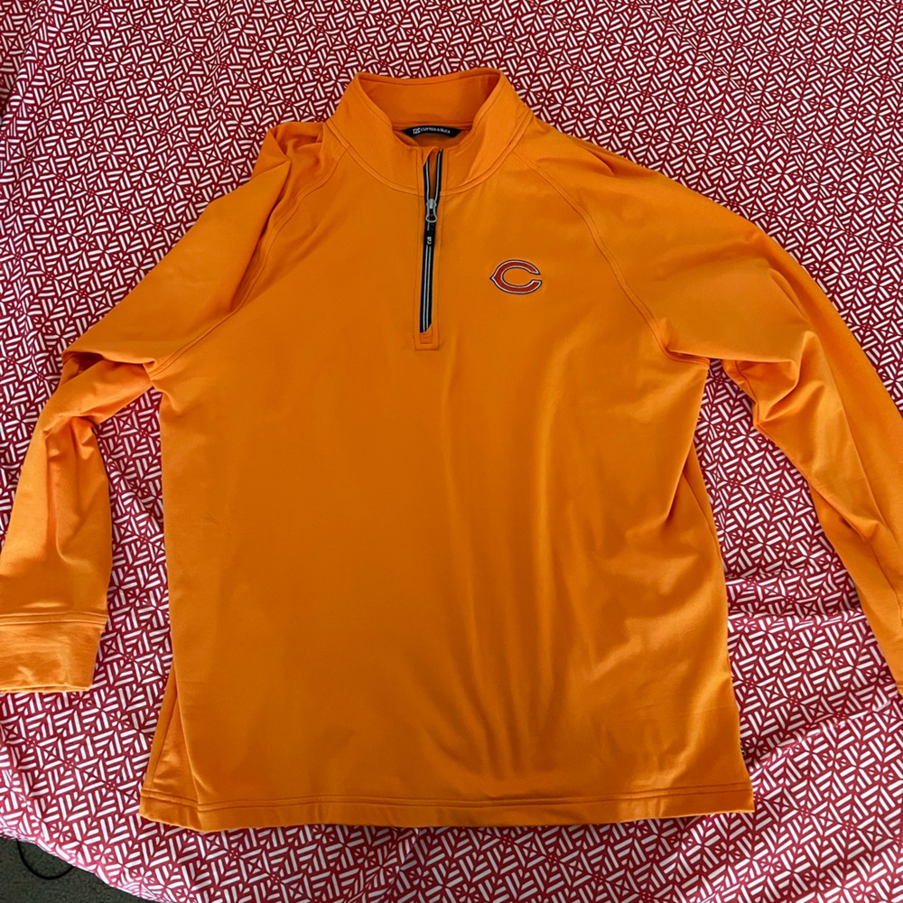 Chicago Bears Bright Orange Quarter-Zip Top Large